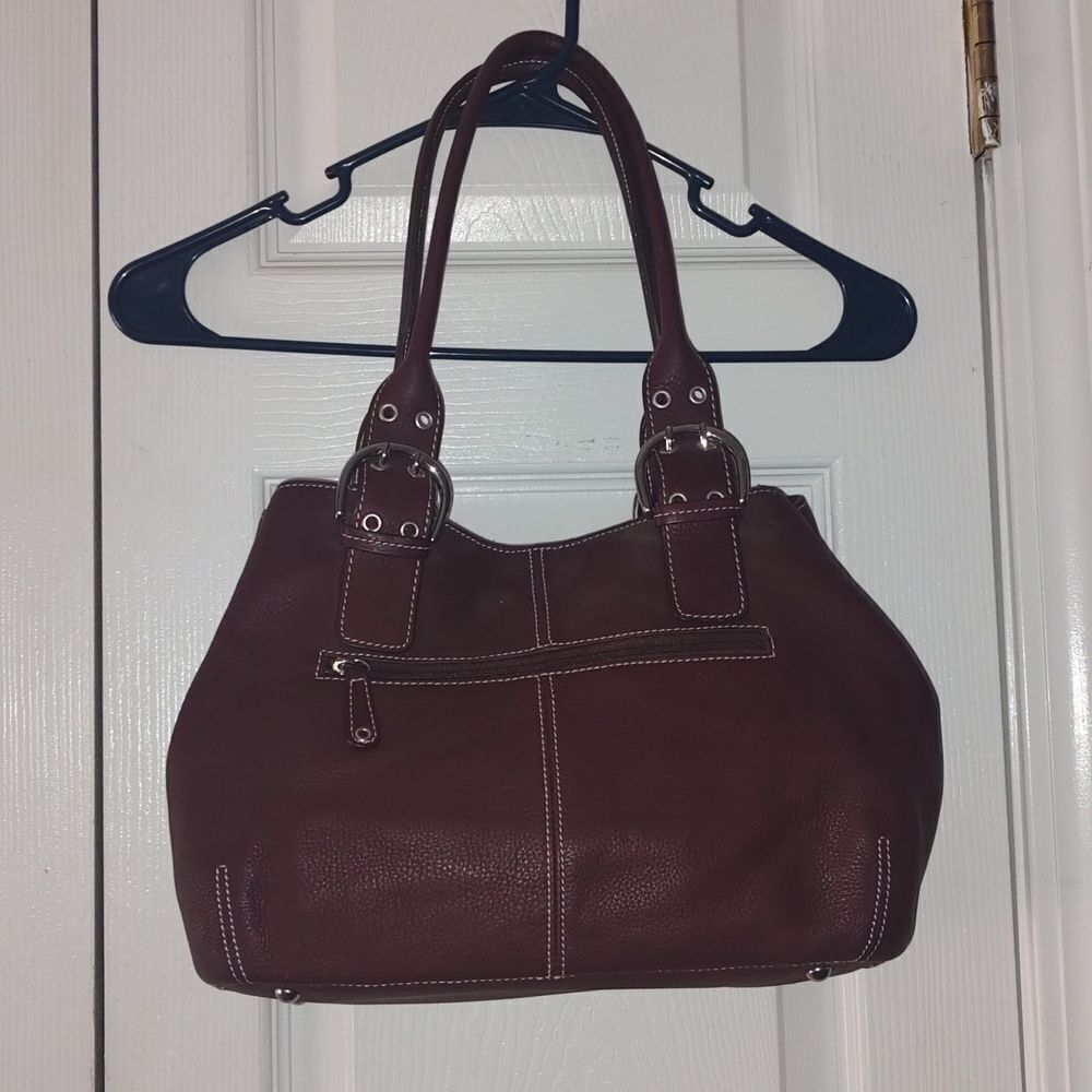 Tignanello leather deep reddish brown shoulder bag &  matching wallet - Picture 2 of 13